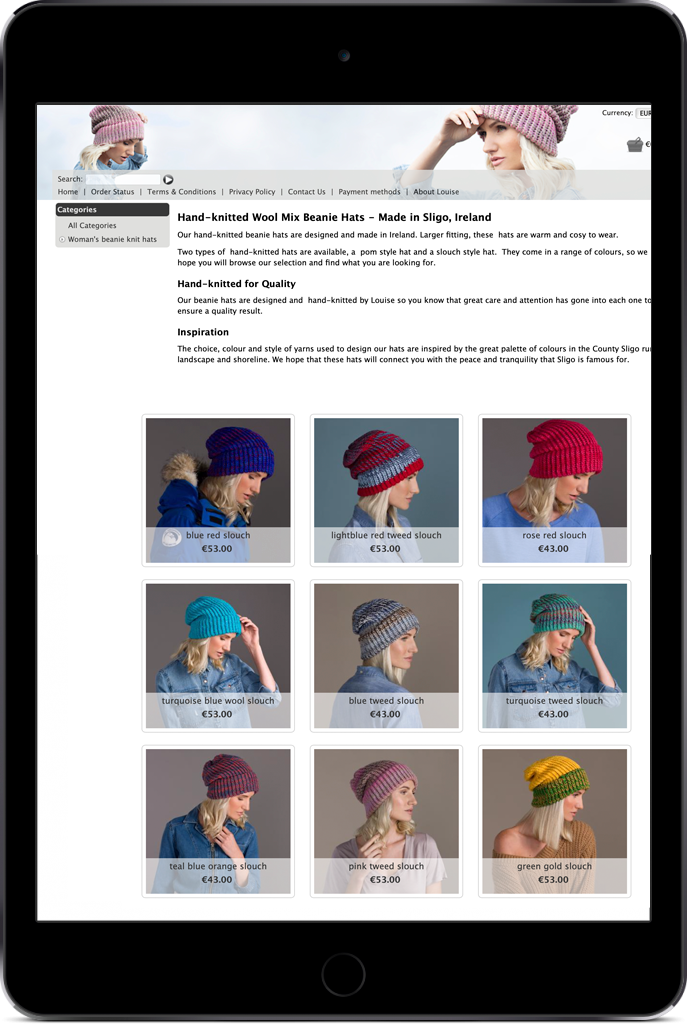 Louise Knits Hats Client Case Study Louise Curran Hats E-Commerce Images